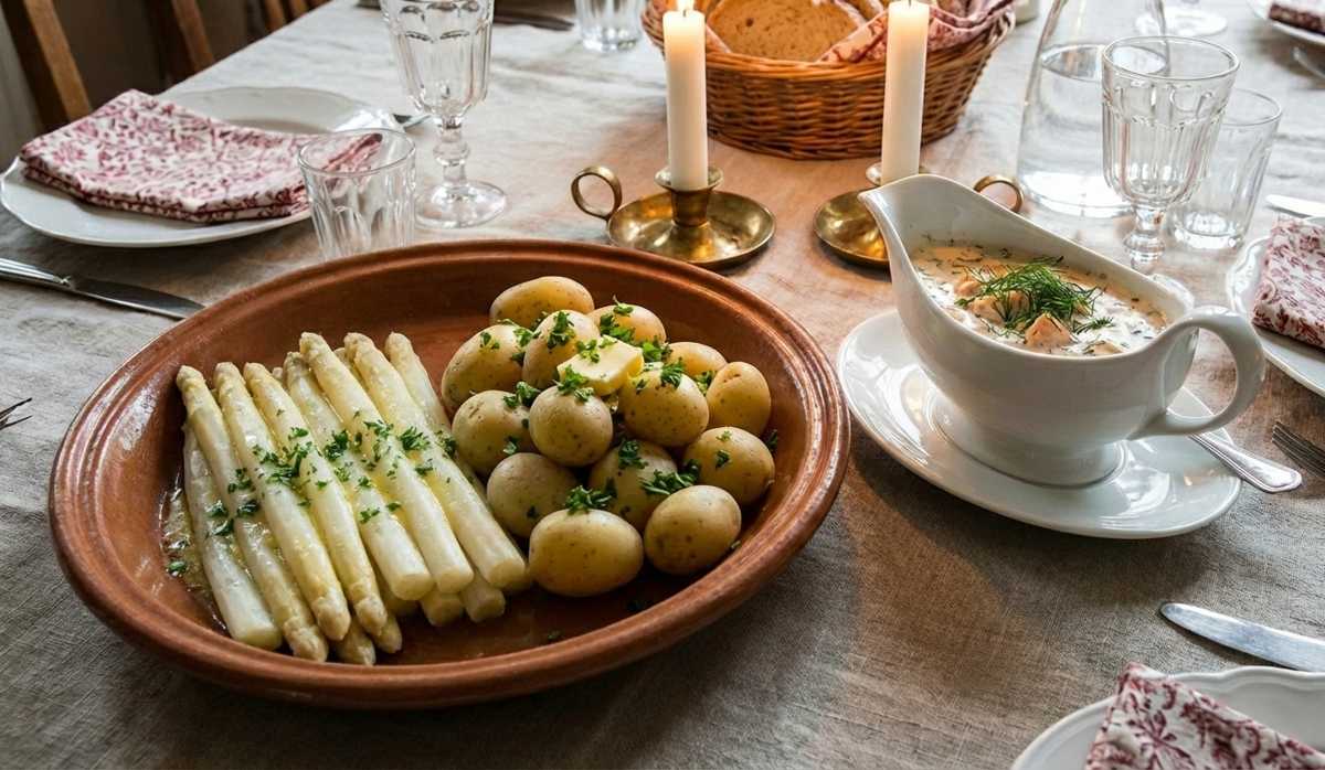 Asperges met zalmragoût