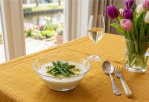 Panna cotta met asperges